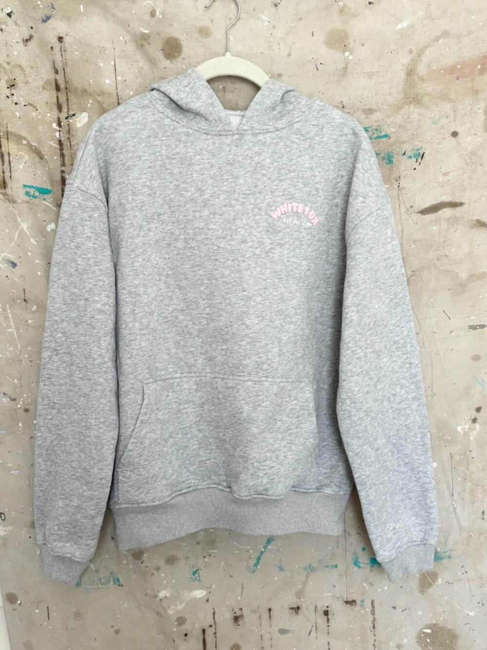 White Fox Love Me Tender Oversized Hoodie Dark Grey Marle